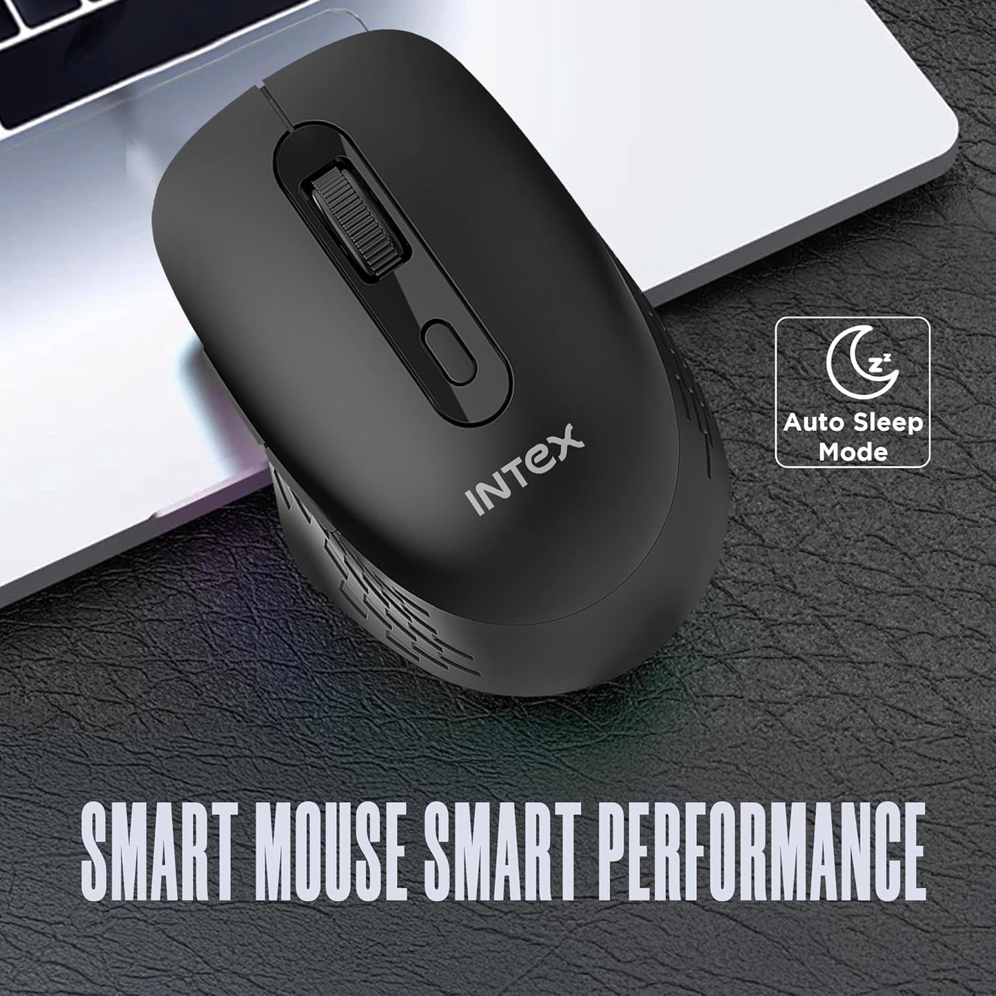 Intex Flow 2.4GHz Wireless Mouse | Upto 1600 DPI Resolustion | 6 Buttons | 10 Million Button & Smooth Scrolling | Silent Clicks & Auto Slip Mode | 10M Working Range | Nano Reciver (Black)