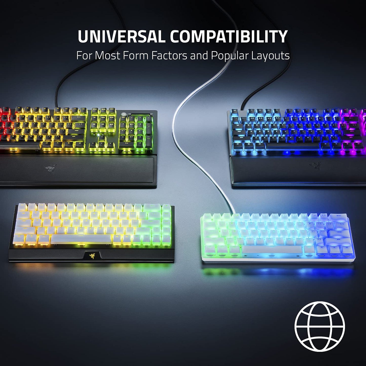 Razer Phantom Keycap Upgrade Set: Unique Stealth Design - Translucent Sides - Bottom-Lasered Legends - Keycap Removal Tools & Stablizers - Universal Compatiability - Black, (RC21-01740100-R3M1)