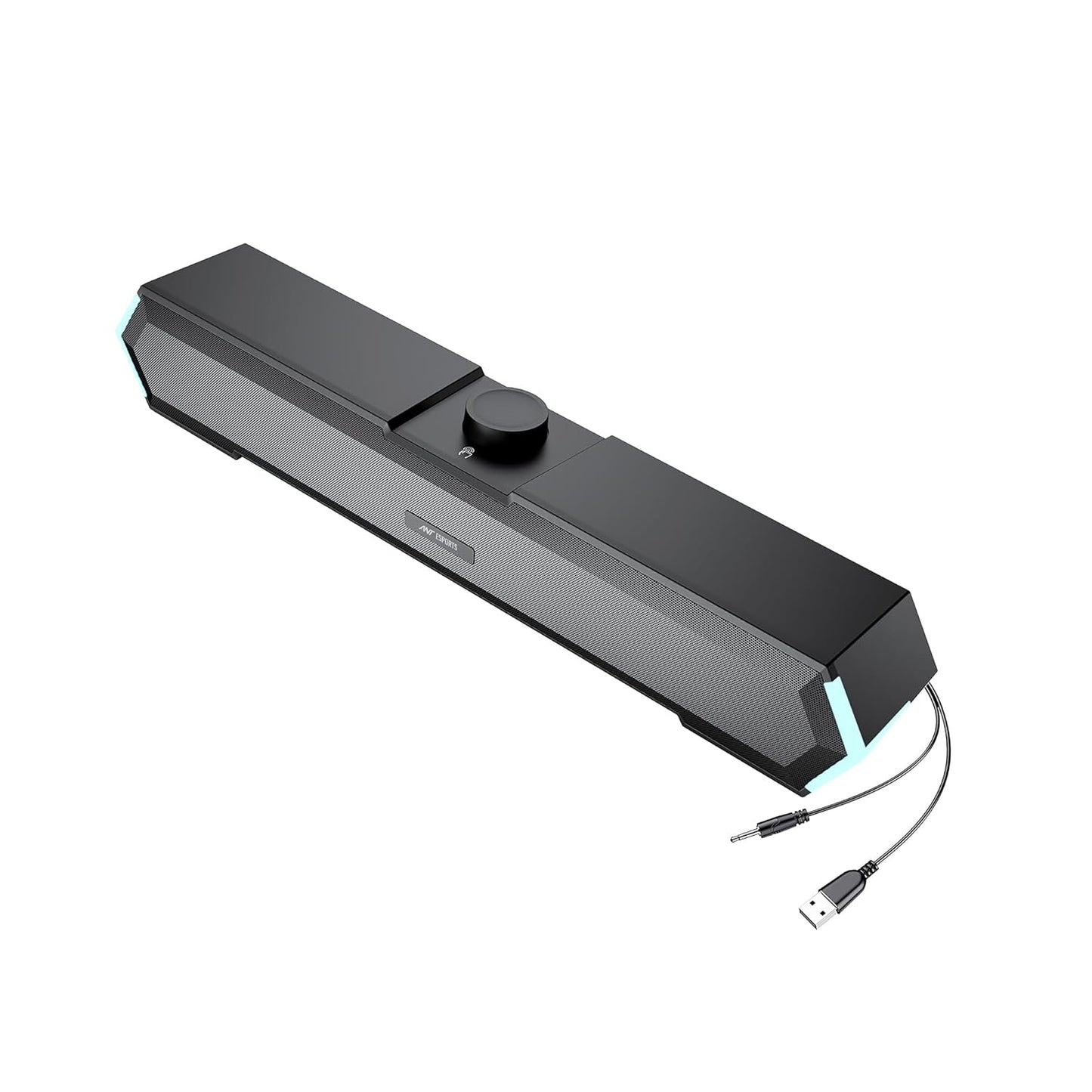 Ant Esports GS365SB Mini Soundbar Wired PC Speaker,USB Powered 3.5MM 10W Dual HiFi Stereo, LED Lighting Speakers with Surge Clear Sound for Desktop,Laptops,MacBook,Tablets,Monitor,Mobiles,PC- Black
