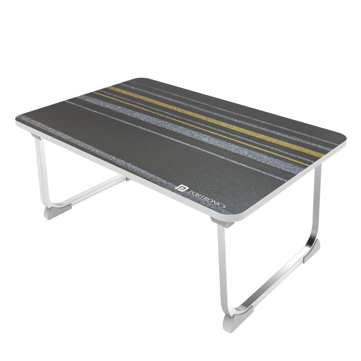 Portronics My Buddy J Portable/Foldable Laptop Table with Laminated MDF Board, Aluminium Legs, Anti-Skid Grip, Supports Upto 17 inch Laptop(Black)