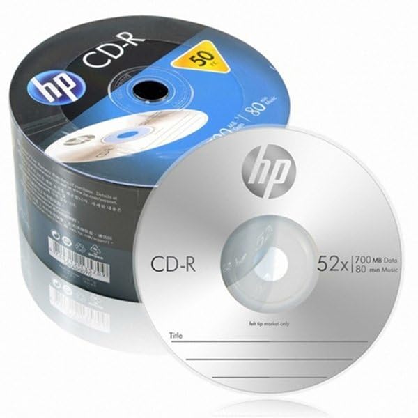 HP CD-R 700MB 50 Blank CD/Compact Disk Wrap Professional /Recordable 52x Speed, Silver (14218)