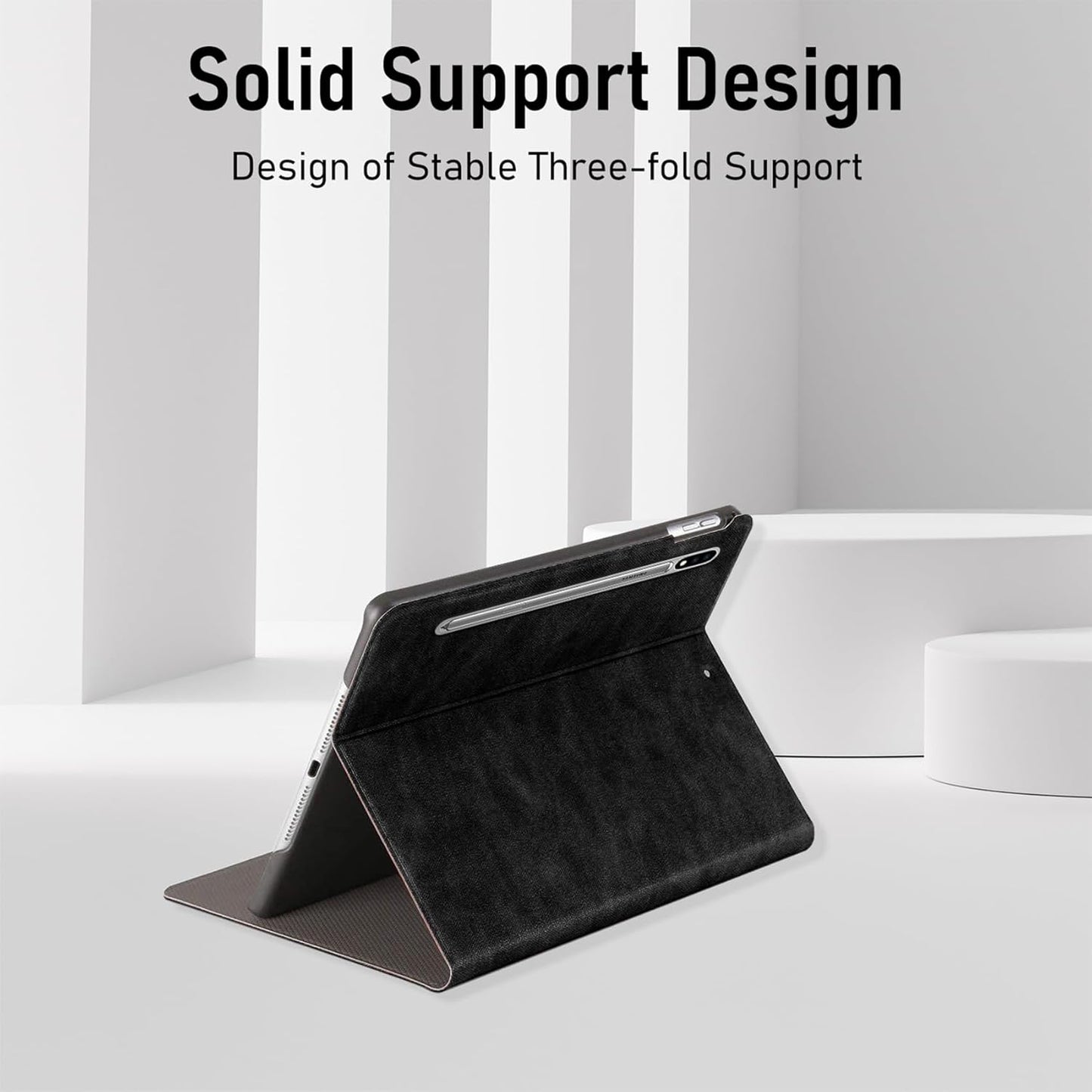 Robustrion Deer Pattern Flip Stand Case Cover for Samsung Galaxy Tab S8 Plus / S7 Plus /S7 FE 12.4 Inch SM-X800/X806/T970/T975/T976/T735 Cover - Deer Black