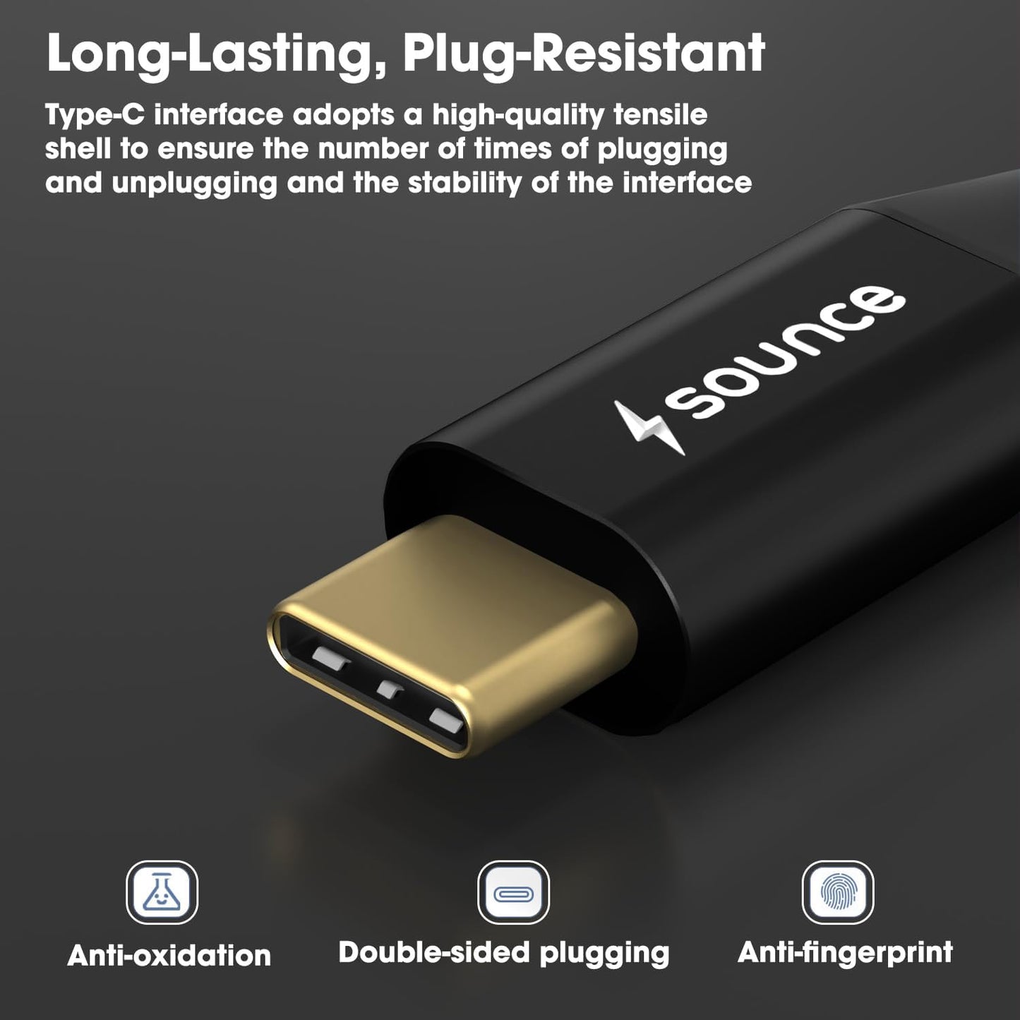 Sounce USB C to HDMI Adapter, Type c to HDMI 4K Adapter (Thunderbolt 3 Compatible) with Video Audio Output for MacBook pro laptops, (T- Black)