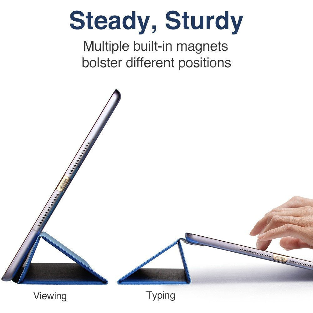 MOCA for Tablets The Apple iPad 9.7 inches 2018 / 2017 Model. A1893 A1954 A1822 A1823 PU Leather Folio flip cover (Deep Blue)