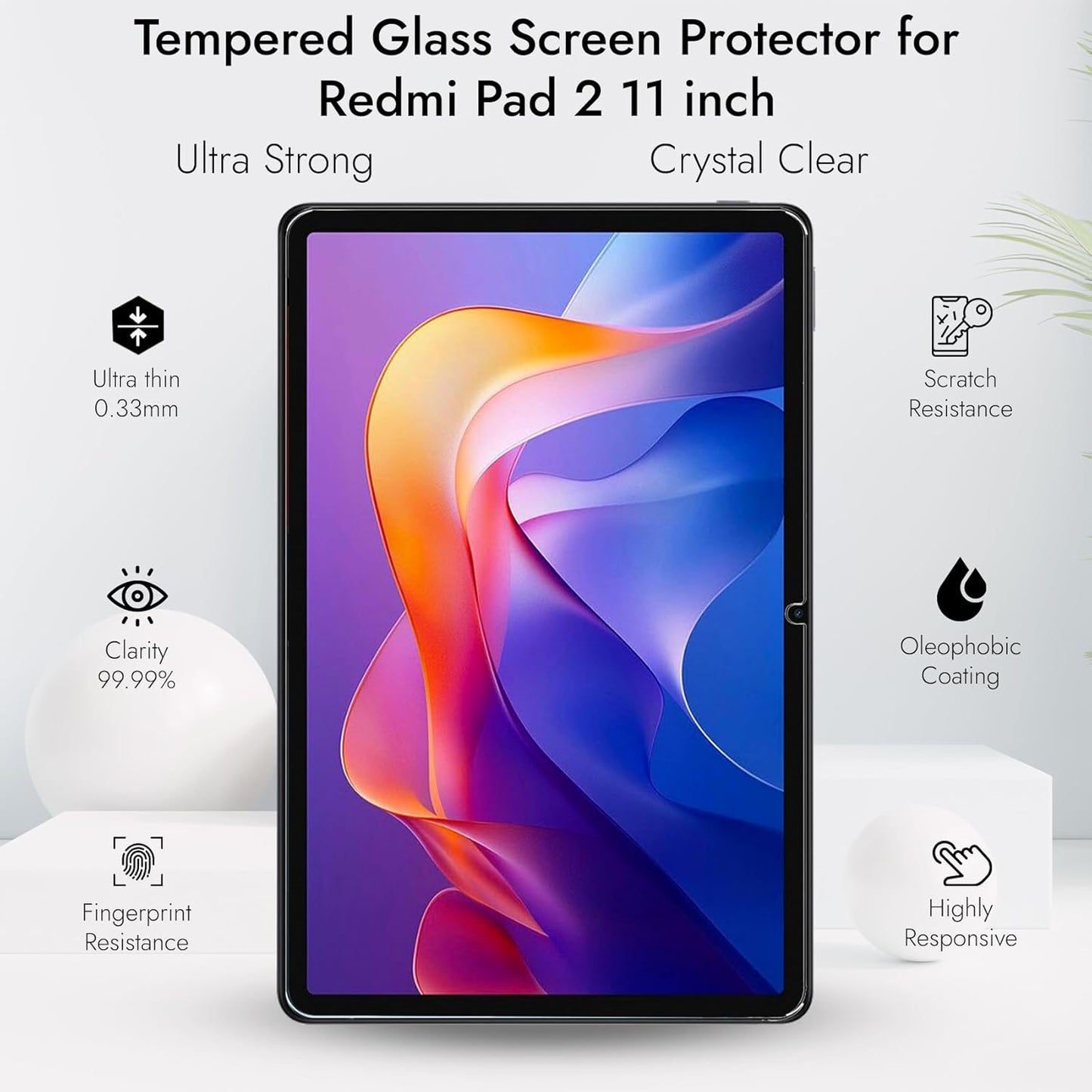 Robustrion Tempered Glass for Redmi Pad 2 11 inch Screen Protector Guard for Redmi Pad 2 11 inch Tablet - 1 Pack