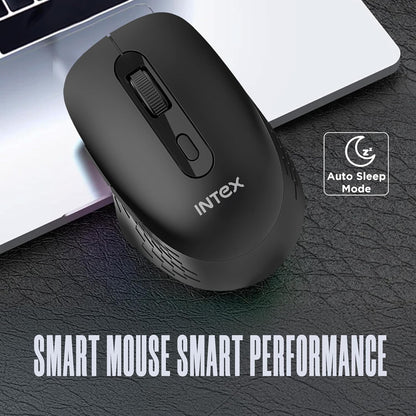 Intex Flow 2.4GHz Wireless Mouse | Upto 1600 DPI Resolustion | 6 Buttons | 10 Million Button & Smooth Scrolling | Silent Clicks & Auto Slip Mode | 10M Working Range | Nano Reciver (Black)