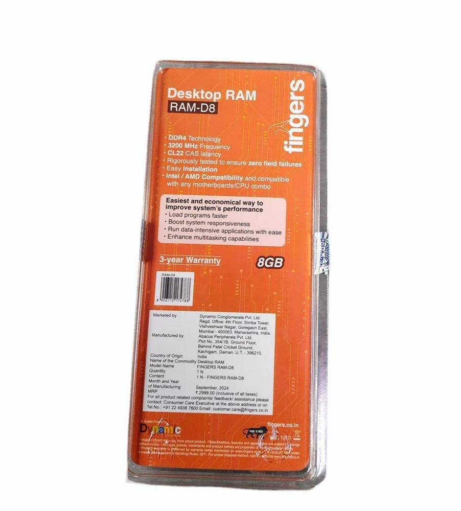 Fingers 8GB Desktop RAM