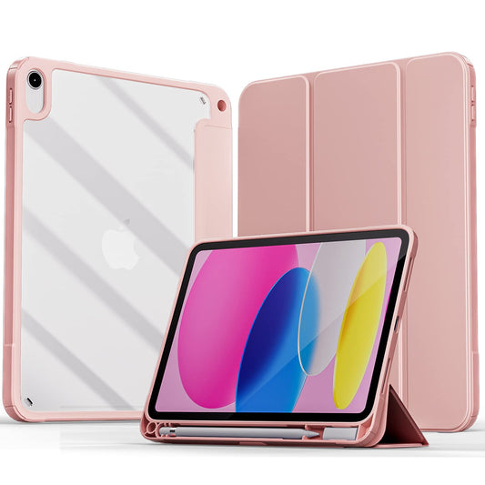 MOCA iPad 10th Generation Case 2022, iPad 10.9 Inch Case with Clear Transparent Back and TPU Shockproof Frame Cover [Built-in Pencil Holder,Auto Sleep