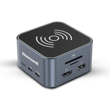 Honeywell New Launch 12-in-1 Type C Dock with 4K HDMI, MagSafe Wireless 15W, 4xUSB Ports PD 100W, Mic, Ethernet & Audio Port, SD & MicroSD Slot, All Type C Devices, Windows/MacBook