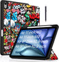 Robustrion Case Cover for iPad Air 11 inch M3 / M2 (2024/2025)/iPad Air 5th Generation Cover/4th Gen 10.9" with [Pencil Holder Right Side][Flexible Back][Auto Sleep Wake] and Stylus Pen - Hippy