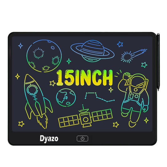 Dyazo 15 Inch Writing Tablet Pad | LCD Re-Writable Colorful Screen Pad with Stylus | Digital Graphic Slate for Kids & Students, Drawing, Learning and Office Notes (Black)