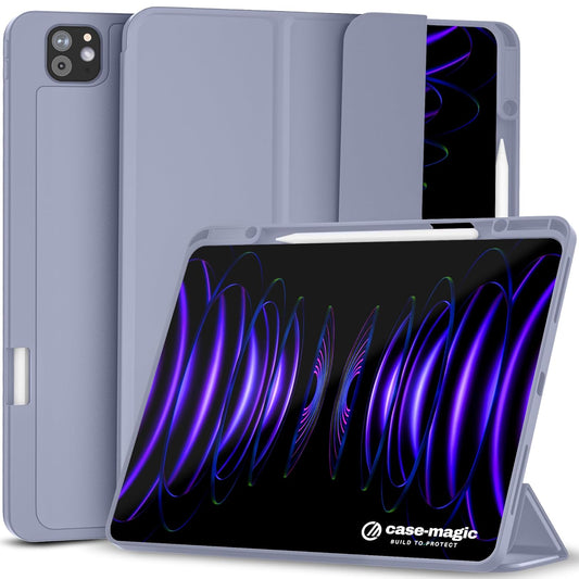 Case Cover for iPad Pro 12.9 inch Cover (2022/2021/2020, 6th/5th/4th Gen) Smart Folio Case with Pencil Holder, Auto Sleep/Wake| TPU Back (Grey)