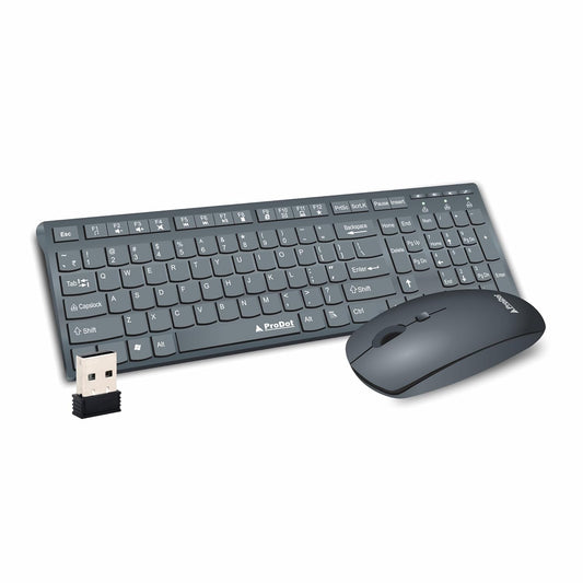 ProDot ProSeries Wireless Chicklet Keyboard Mouse Set I Plug & Play I Adjustable 1000-1600 DPI I 10M Keystrokes I Spill Resistant I 2.4Ghz 10m Range I Works with Windows, iOS, Linux
