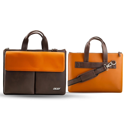 Acer Slim Vegan Leather Laptop Carry Case I Stylish, Spacious, and Travel-Friendly Bag for 14” Laptops with Cushioned Compartment, Front Pockets, Adjustable Strap, and Luggage Trolley Attachment