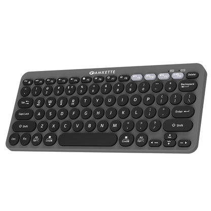 Amkette New and Improved Optimus BT 4 in 1 Multi Device Wireless Keyboard/Bluetooth Keyboard | One Click Device Switching and AI Access for Windows, MacOs, Android and iOS, Dual OS Layout (Grey)