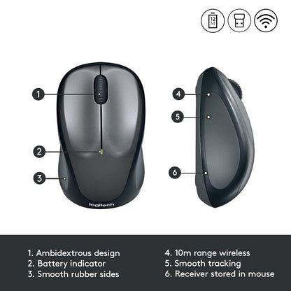 Logitech M235 Wireless Mouse, 1000 DPI Optical Tracking, 12 Month Life Battery, Compatible with Windows, Mac, Chromebook/PC/Laptop