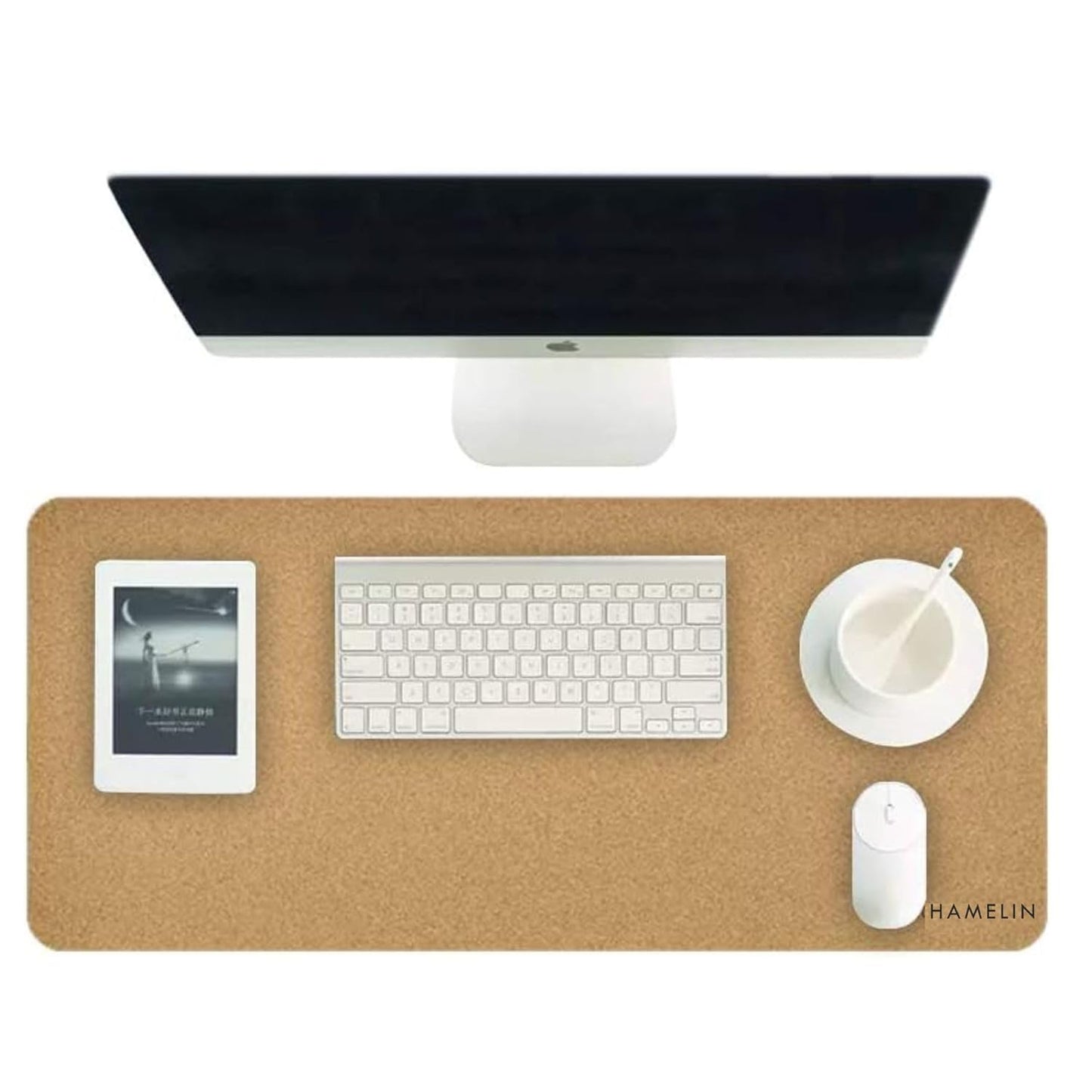 Hamelin Natural Cork Desk Mat, Anti-Slip Anti-Skid Skin Friendly, Natural Cork Desk Blotter Protector, Superfine Ecofriendly Material, Desk Spread, Desk Writing Pad for Office, Home, Gaming, Kids…