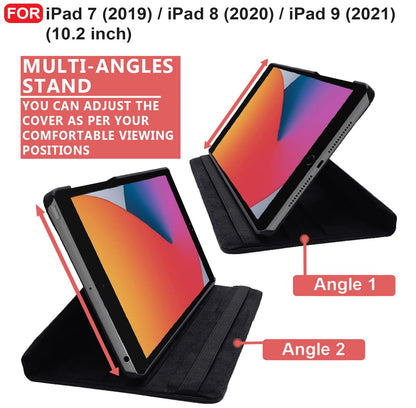 CEDO iPad 7 (7th Gen) / 8 (8th Gen) / 9 (9th Gen) 10.2 inch Flip Cover | Leather Finish | 360 Degree Rotate Flip Cover | Shockproof Back Case for iPad 7th / 8th / 9th Gen 10.2 inch (Black)