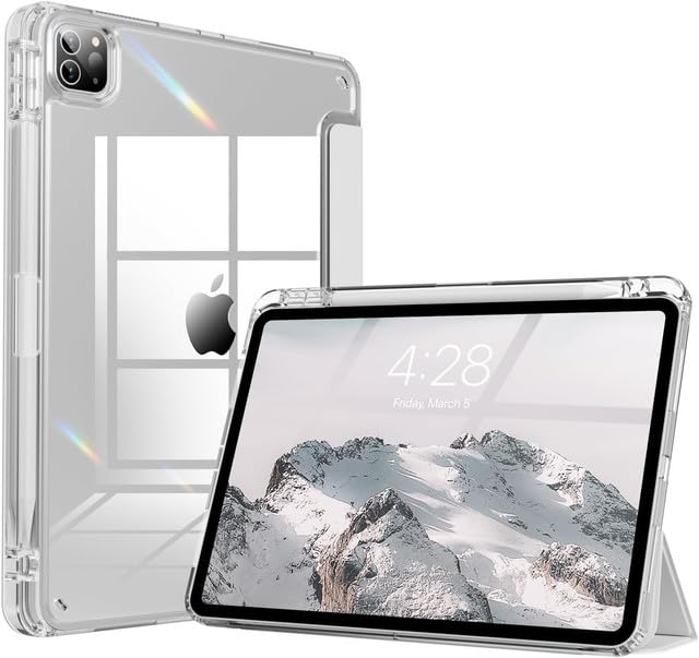 Tablet Case Cover for Apple iPad Pro 13 inch (M5/M4) [Auto Sleep/Wake Cover] [Pencil Holder] [Trifold Stand] [Frosted Back] - White