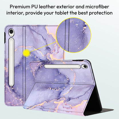 Robustrion Case for Samsung Galaxy Tab S10 Lite 10.9" / S9 FE /S10 FE/Tab S9 11" Cover with [S Pen Holder] [Auto Sleep Wake] Folio Case for Samsung Tab S9/S9 FE /S10 FE/ S10 Lite Tablet - Marble Lilac