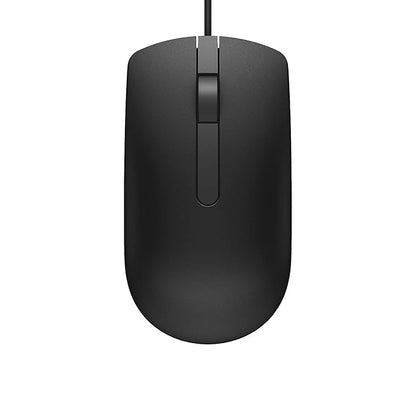 Dell MS116 Wired Optical Mouse - High Precision 1000DPI Sensor, USB Connectivity, Ergonomic Ambidextrous Design, Smooth Scrolling, Ideal for Office & Home Use - Black
