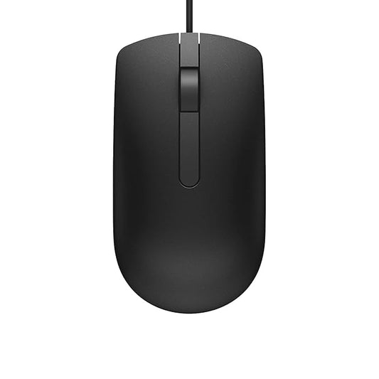Dell MS116 Wired Optical Mouse - High Precision 1000DPI Sensor, USB Connectivity, Ergonomic Ambidextrous Design, Smooth Scrolling, Ideal for Office & Home Use - Black