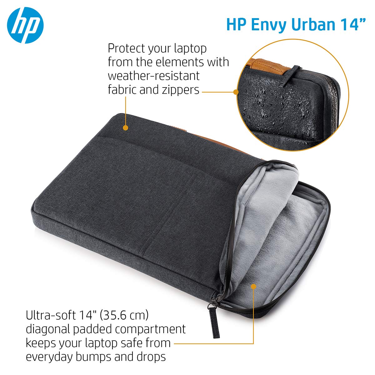 HP Envy Urban 14 Inch Sleeve with RFID Blocking Pocket for Notebooks