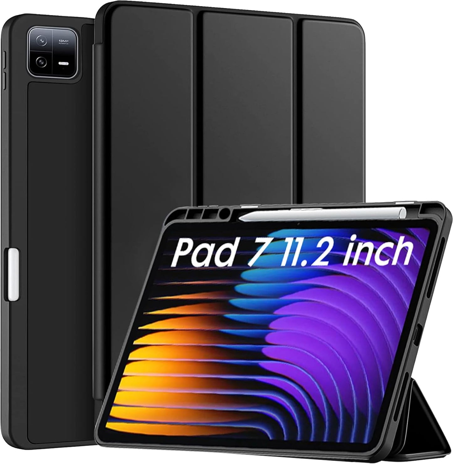 Robustrion Cover for Xiaomi Mi Pad 7 11.2 inch Cover Case, Trifold Flip Case Cover with [Pencil Holder] for Xiaomi Pad 7 Cover [Support Auto Sleep Wake] - Black