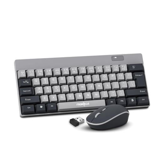 Frontech 61-Key Ultra-Compact Wireless Rechargeable Keyboard & Mouse Combo – 2.4 GHz Nano Receiver, 1600 DPI Precision, Plug-and-Play (KB-0032)