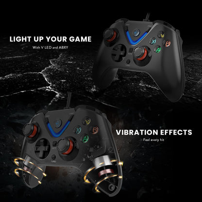 Cosmic Byte ARES Wired Controller for PC, Magnetic Triggers, Accurate Joysticks, Dual Vibration, Backit LED Buttons (Black)