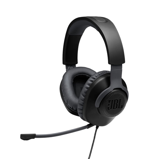 JBL Quantum 100 Wired Over Ear Gaming Headphones with Mic, 40mm Realistic Dynamic Drivers, Detachable Boom Mic, 1kHz Sensitivity, Memory Foam Cushioning, PC/Mobile/PS/Xbox/Nintendo/VR Compatible-Black