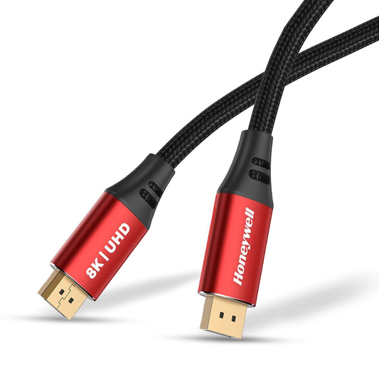 Honeywell Display Port To Display Port 2.0 Cable, 8K@60Hz UHD Resolution, 2 Mtr, 40 GBPS Transmission Speed, Male to Male, Compatible with TV, Laptop, Projector, Monitor etc