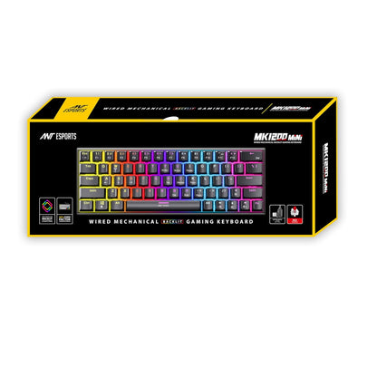 Ant Esports MK1200 Mini Wired Mechanical Gaming Keyboard with RGB Backlit Lighting and 60% Compact Form Factor - Red Switch
