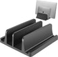 TARKAN Vertical Laptop Holder | 2-Slot Desk Space Saving Organizer Stand Fits All Laptop Sizes (ABS, Black)