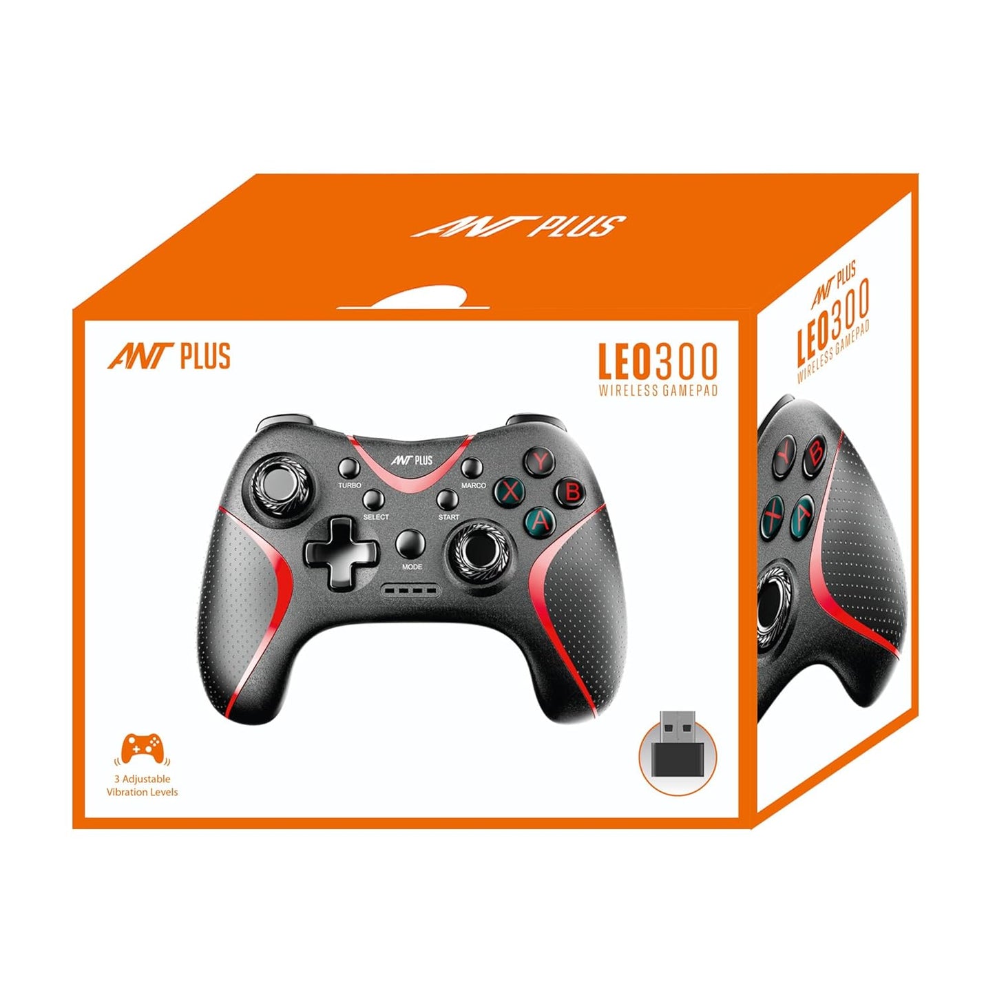 Leo 300 Wireless Gamepad with 2.4GHz Wireless Technology, Integrated Dual Intensity Motor, Keys for PC/Android - Black