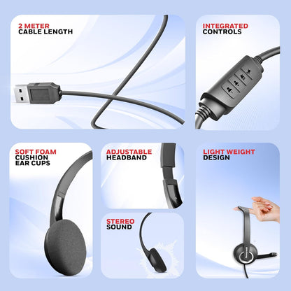 Honeywell New Suono P40 Wired On-Ear Headphones with Rotating Mic for HD Calling, Dual 40mm Drivers, Adjustable Headband for PC/Laptop/Computers, in-Built Noise canceling, Stereo Sound, Deep Bass
