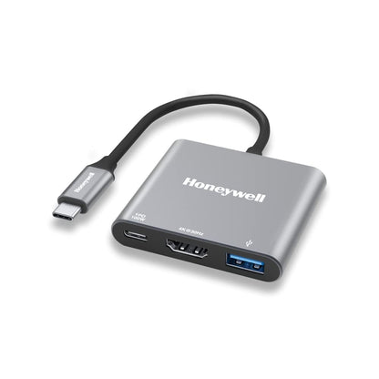 Honeywell High-Speed 3-in-1 Type C to HDMI Adapter, PD Charging Upto100W, USB3.0 Delivers Quick Transfer Speed of 5GBPS, UHD 4K@30Hz, Universally Compatible with All Type C Devices, Aluminium Case