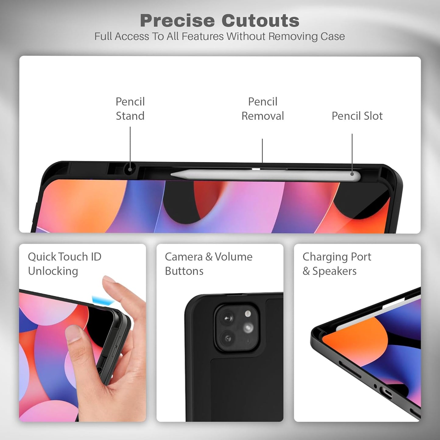 Smart Folio Case Cover for Xiaomi Mi Pad 6 11 inch (2023) with Auto Sleep/Wake Magnetic Closure, Trifold Flip Stand, Pencil Holder| Slim, Lightweight PU Exterior, TPU Back (Black)