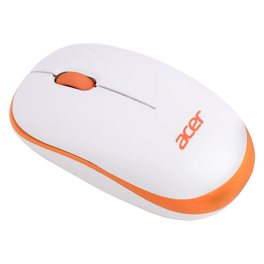 acer Flow Wireless Mouse | 1600 DPI Optical Sensor | 2.4GHz Wireless with USB Nano Receiver | Ergonomic Lightweight Design | Smooth Tracking for Laptop, PC & Mac – White/Orange