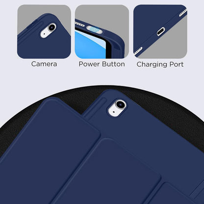 Robustrion Cover for iPad 11th Generation (A16) / 10th Gen Cover Case with [Auto Sleep Wake] [Right Side Pencil Holder] [Soft Back] (2022/2025), Case for iPad 11th 11"/ 10th 10.9" - Navy