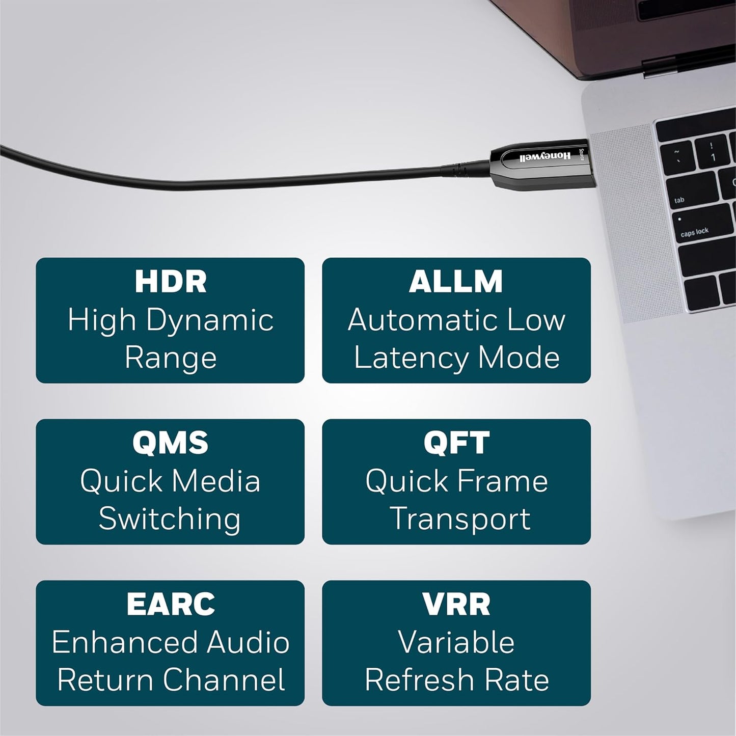 Honeywell HDMI AOC 2.1 Complaint 15 Meters, Transmission Speed of 48GBPS, Supports UHD Resolution of 8K@60Hz, Male-to-Male, High-Speed Fiber Optics Cable, Compatible with TV, Gaming Console, etc.