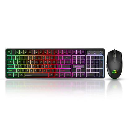 Ant Esports KM1600 Gaming Keyboard & Mouse Combo, Wired Backlit Rainbow LED Keyboard & 3200 DPI Gaming Mouse for PC/Laptop - Black