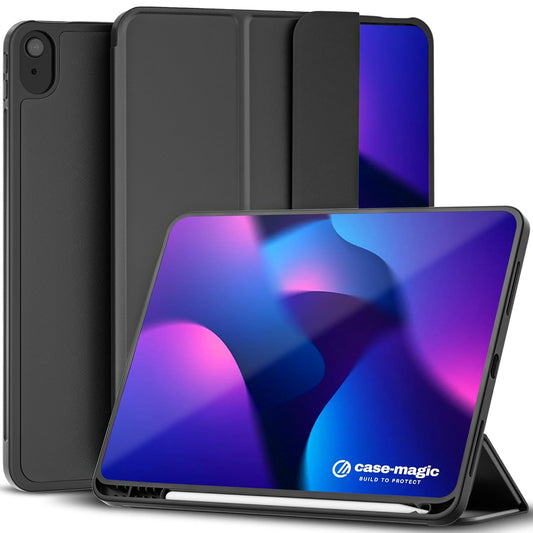 Premium Smart Folio Case Cover for iPad Air 11 inch M3/M2 (2025/2024) Air 10.9 inch(2022/2020, 5th/4th Gen) Auto Sleep/Wake, Trifold Stand, Pencil Holder| Slim PU Exterior, TPU Back (Black)