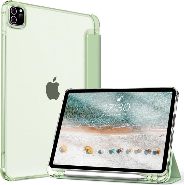 Tablet Case Cover for Apple iPad 10.9 inch (10th Gen) [Auto Sleep/Wake Cover] [Pencil Holder] [Trifold Stand] [Frosted Back] - Macha Green