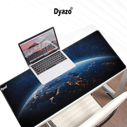 Dyazo Large Earth Design Extended Desk Mat | Mouse Mat Water Resistant Anti Slip Design for Laptop & Notebooks Size 800 x 300 x 3mm (Black No Logo)