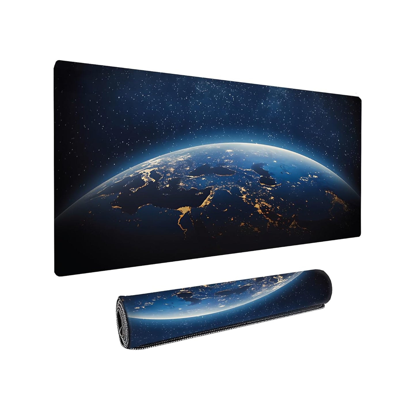 Dyazo Large Earth Design Extended Desk Mat | Mouse Mat Water Resistant Anti Slip Design for Laptop & Notebooks Size 800 x 300 x 3mm (Black No Logo)