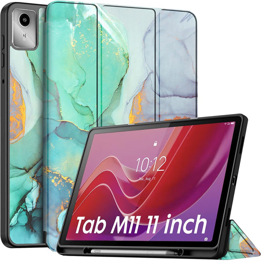 Robustrion Cover for Lenovo Tab M11 Cover Case, Flip Cover with Pencil Holder for Lenovo Tab M11 Tablet 11 inch [ Auto Sleep Wake Support] - Marble Green