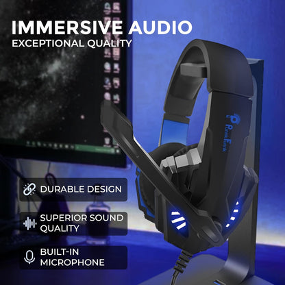 PunnkFunnk BattleKiller Gaming Headset Multi-Platform Compatible with PS4, Xbox One, PC, Nintendo Switch, Mobile, 50mm Surround Sound, Noise-Canceling Mic, LED Lights(Black)
