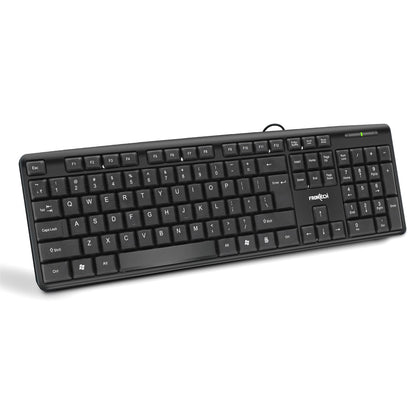 FRONTECH Wired Keyboard | Membrane Keys with Retractable Stands | USB Plug & Play | Ergonomic & Comfortable Design | 1 Year Warranty (FT-1672, Black)