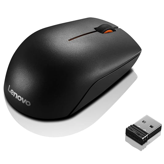 Lenovo 300 Wireless Compact Mouse, 1000 DPI Optical sensor, 2.4GHz Wireless Nano USB, 10m range, 3-button(left,right,scroll) upto 3M left/right clicks & 1yr battery, Ambidextrous, Ergonomic GX30K79401